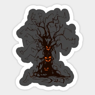 Halloween Horror Tree - Creepy Evil Faces Sticker